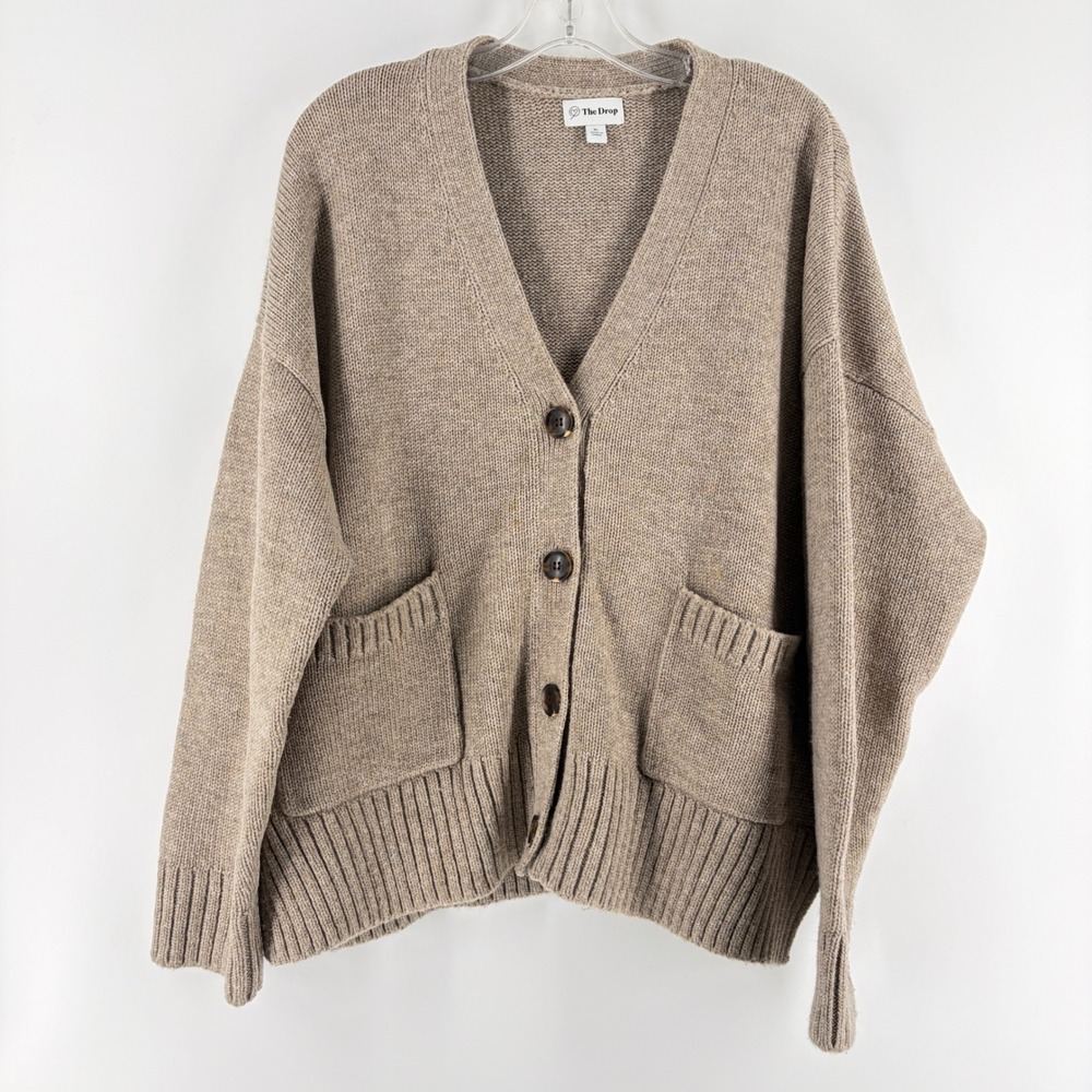 The Drop Cardigan Womens XL Sweater Button Oversized Chunky Knit Drop Shoulder